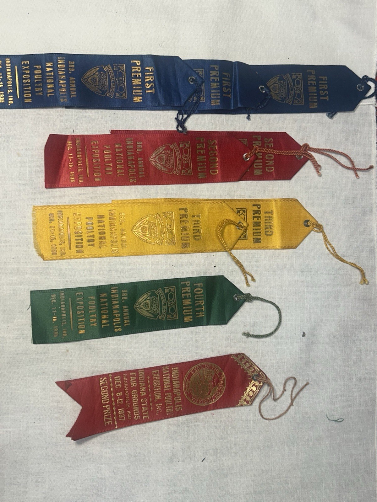 Lot 9 Vintage 1930s Indianapolis National Poultry Show Award Ribbons Indiana APA