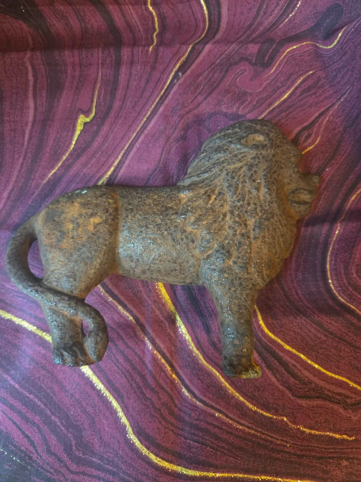 Rusty Iron Lion (Half of Cast Iron Standing Lion Bank Early 1900s)