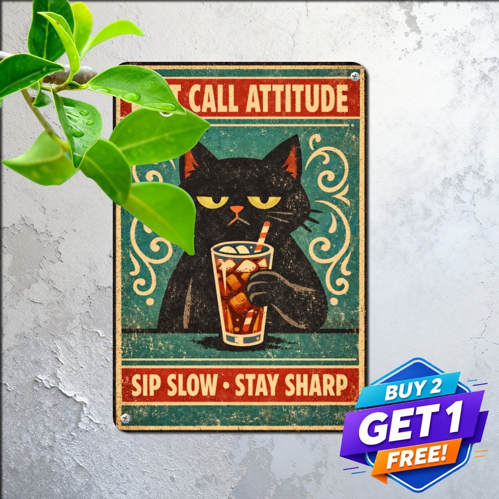 Vintage Cat Beer Poster Tin Sign Retro Home Bar Tavern Metal Wall Plaque Decor