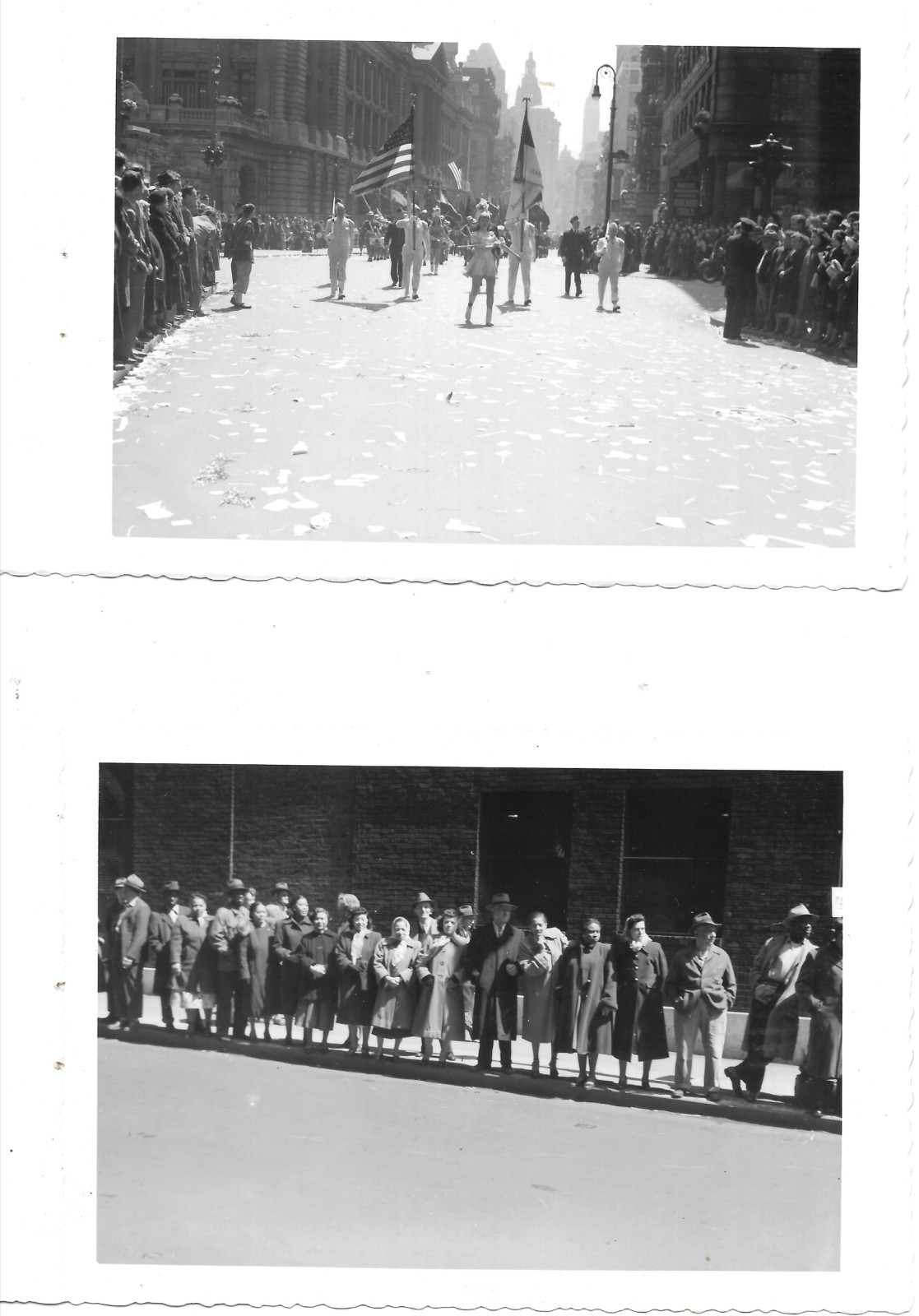 4 vintage photos 1951 New York city ticker parade people military marchers
