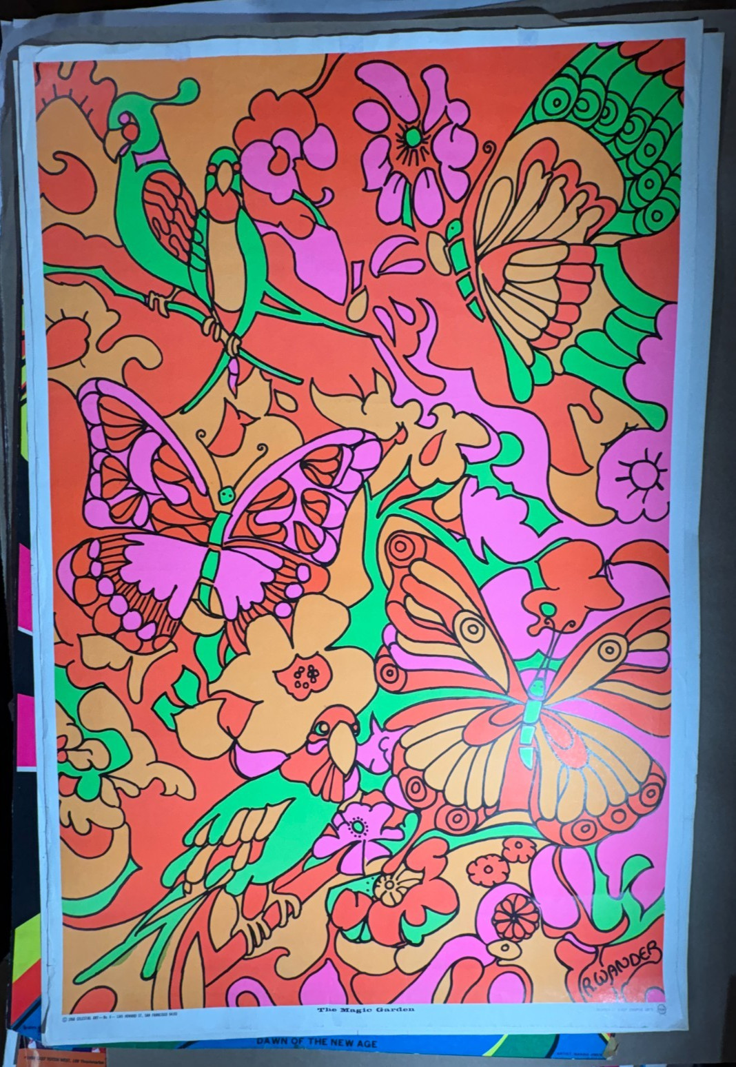 MAGIC GARDEN VINTAGE 1968 BLACKLIGHT HEADSHOP POSTER CELESTIAL ARTS By R Wander