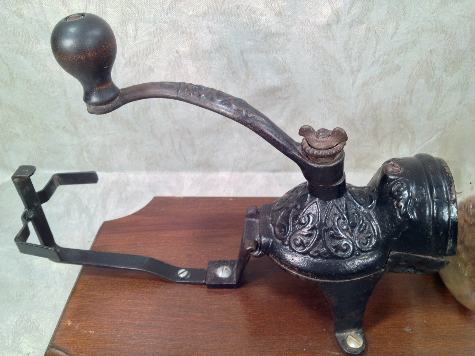 Vintage W H Company Coffee Grinder on Wall Plate