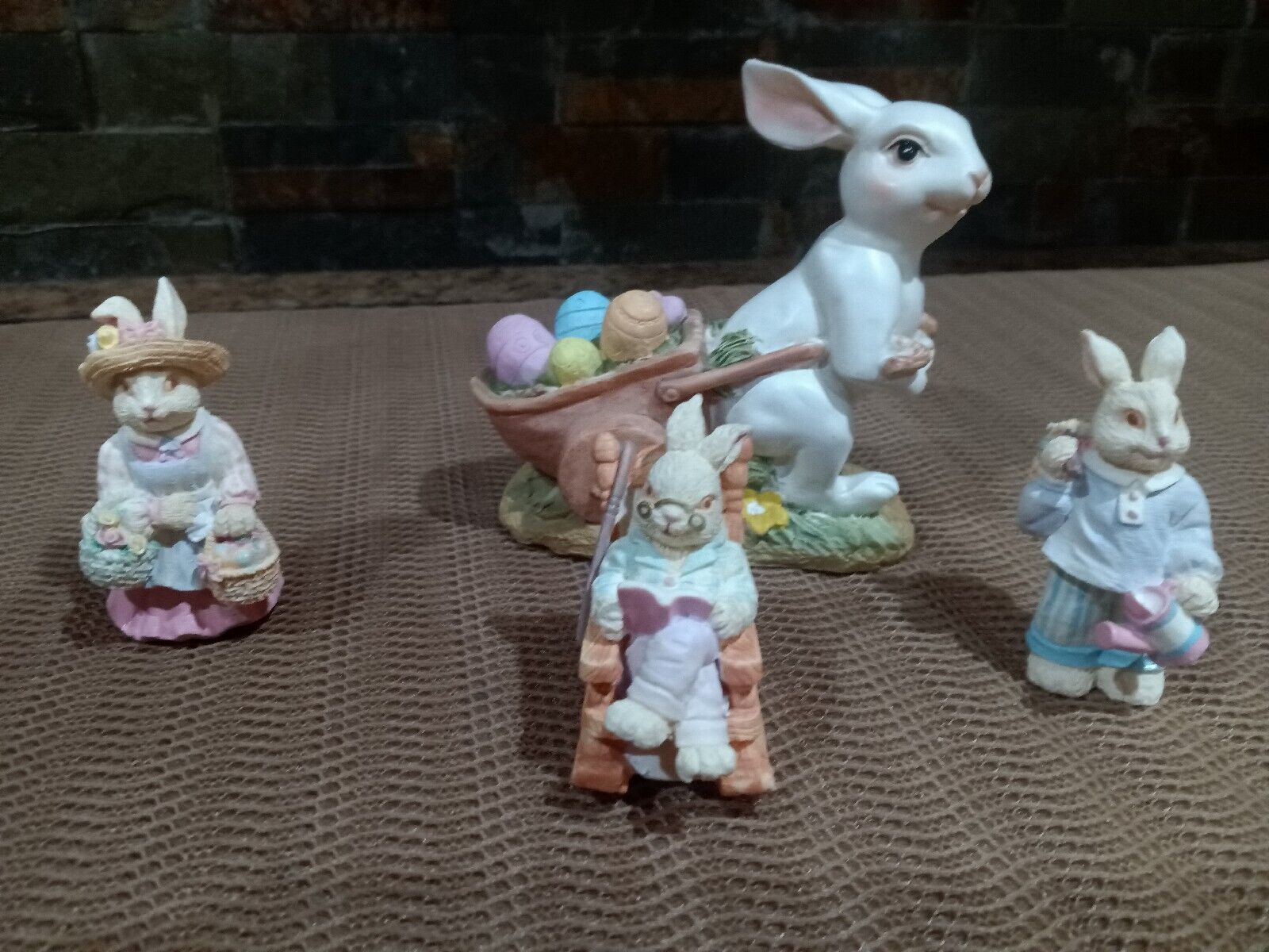 Vintage K's Collection 4 pc. Easter Bunny Figurines Beautiful pcs.