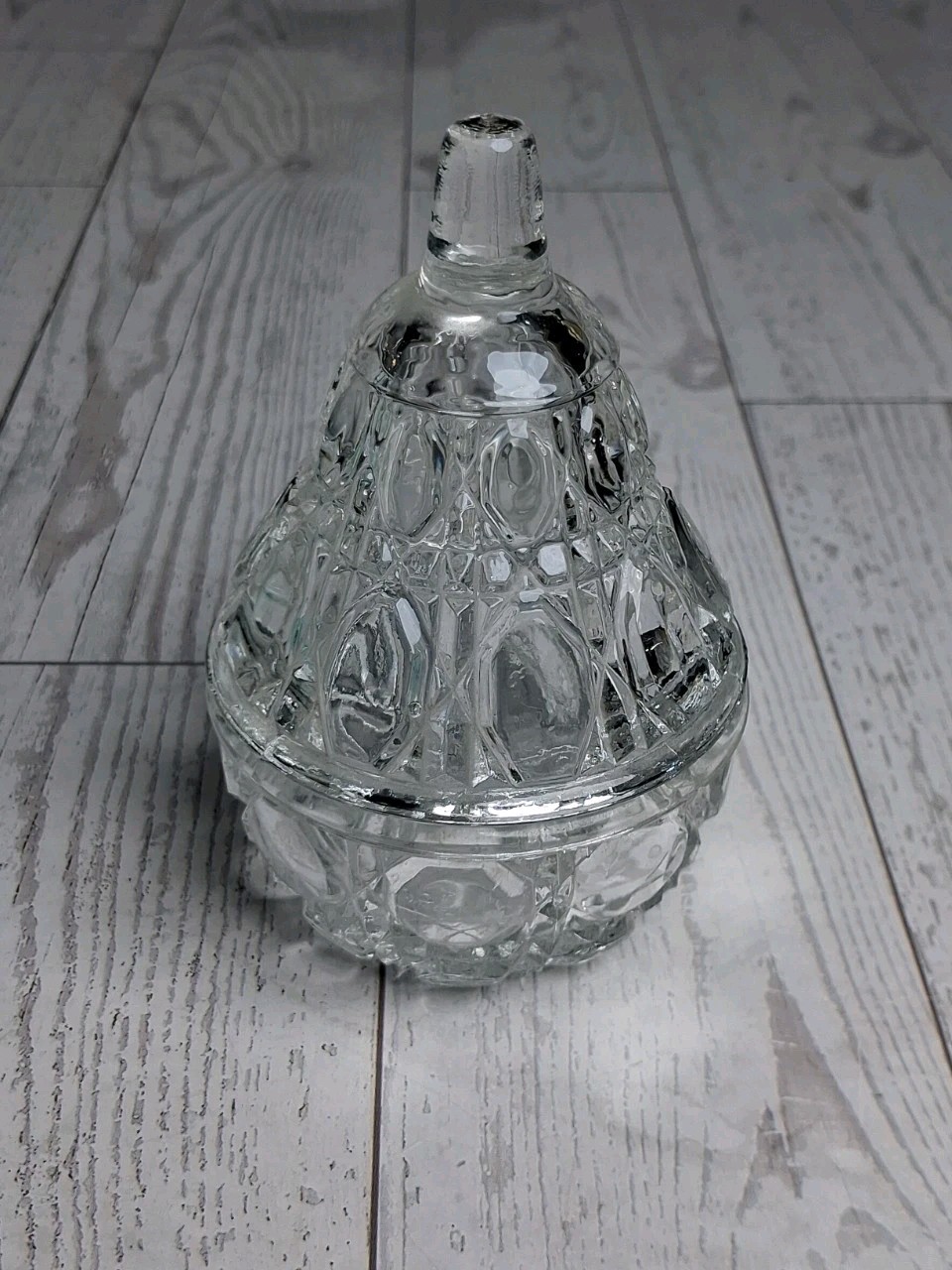 vintage Anna Hutte lead crystal pear-shaped trinket Candy jar West Germany Mint