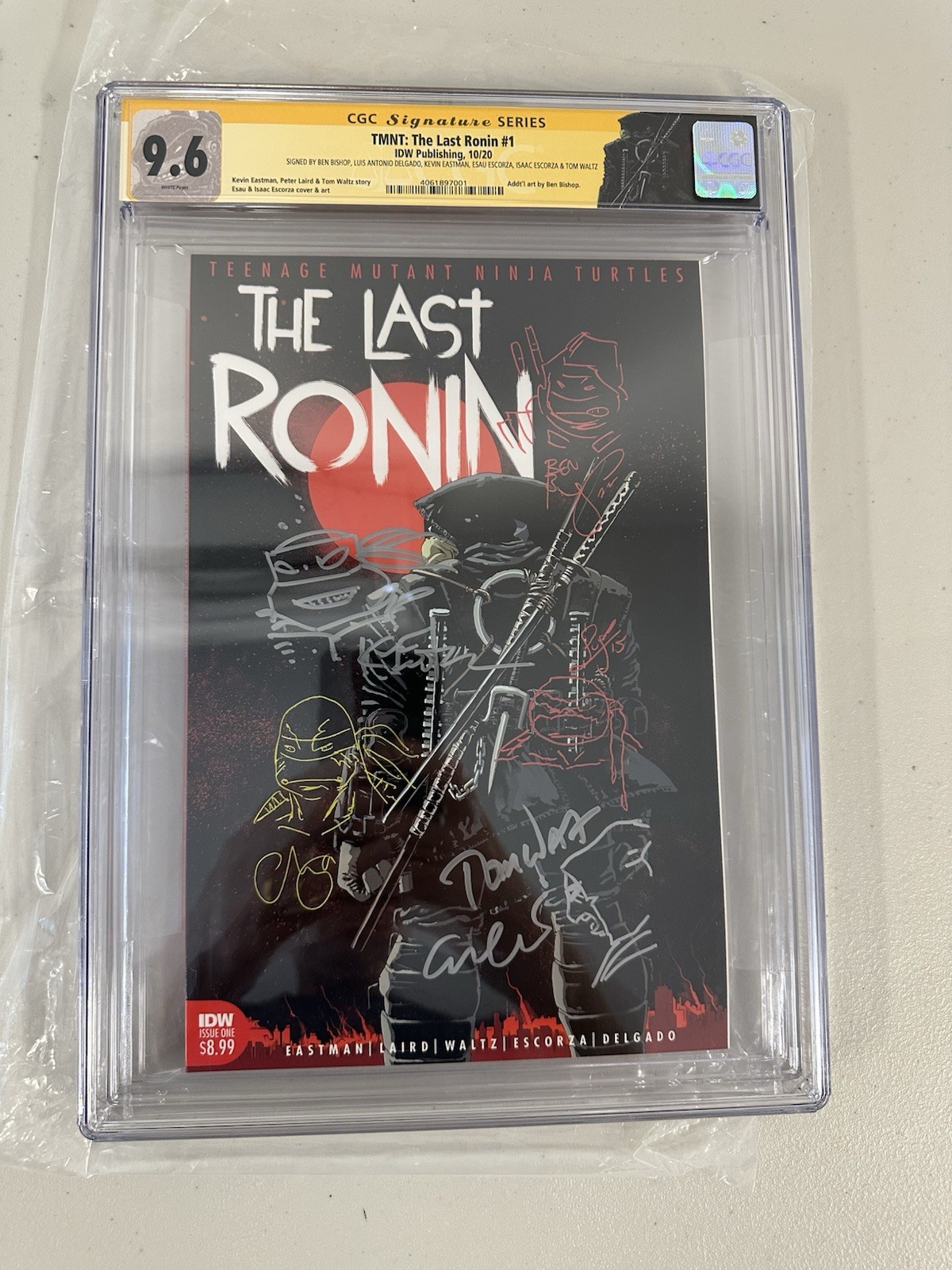 TMNT: THE LAST RONIN #1, CGC 9.8, SS, SIGNED & SKETCHED KEVIN EASTMAN, IDW