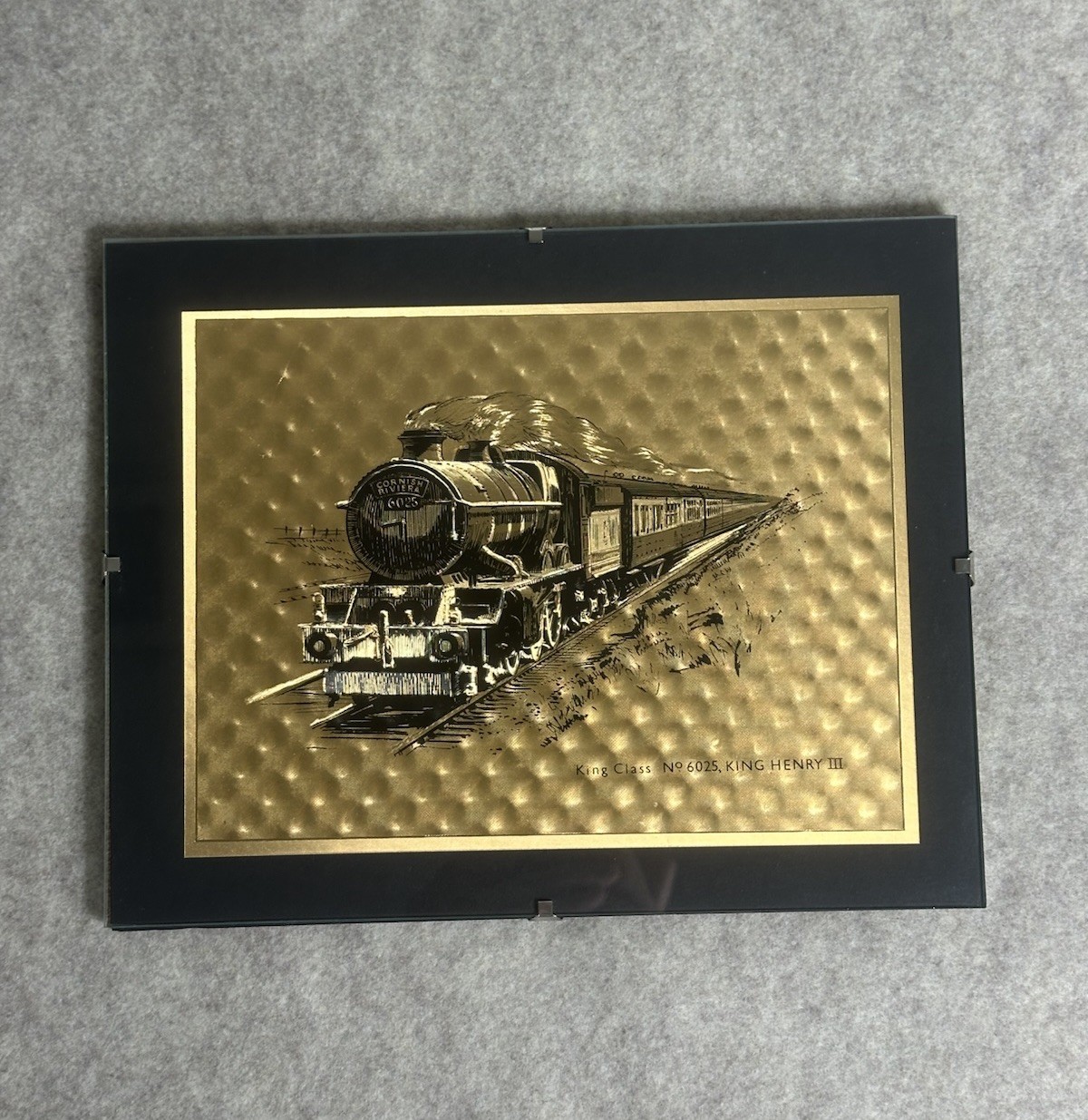 Vintage Dufex Foil Print King Class 6025 King Henry III GWR Locomotive Wall Art
