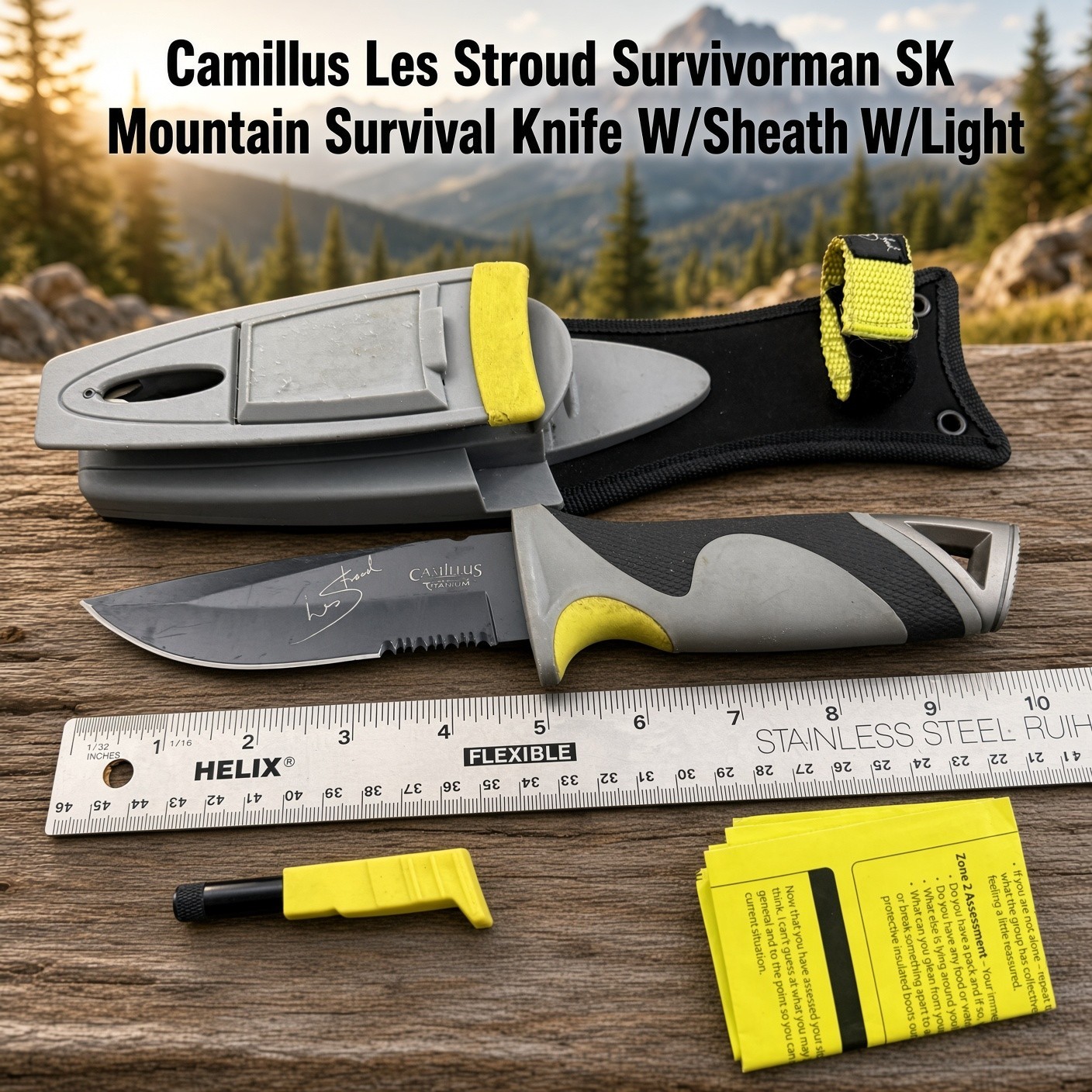 Camillus Les Stroud Survivorman SK Mountain Survival Knife W/Sheath W/Light