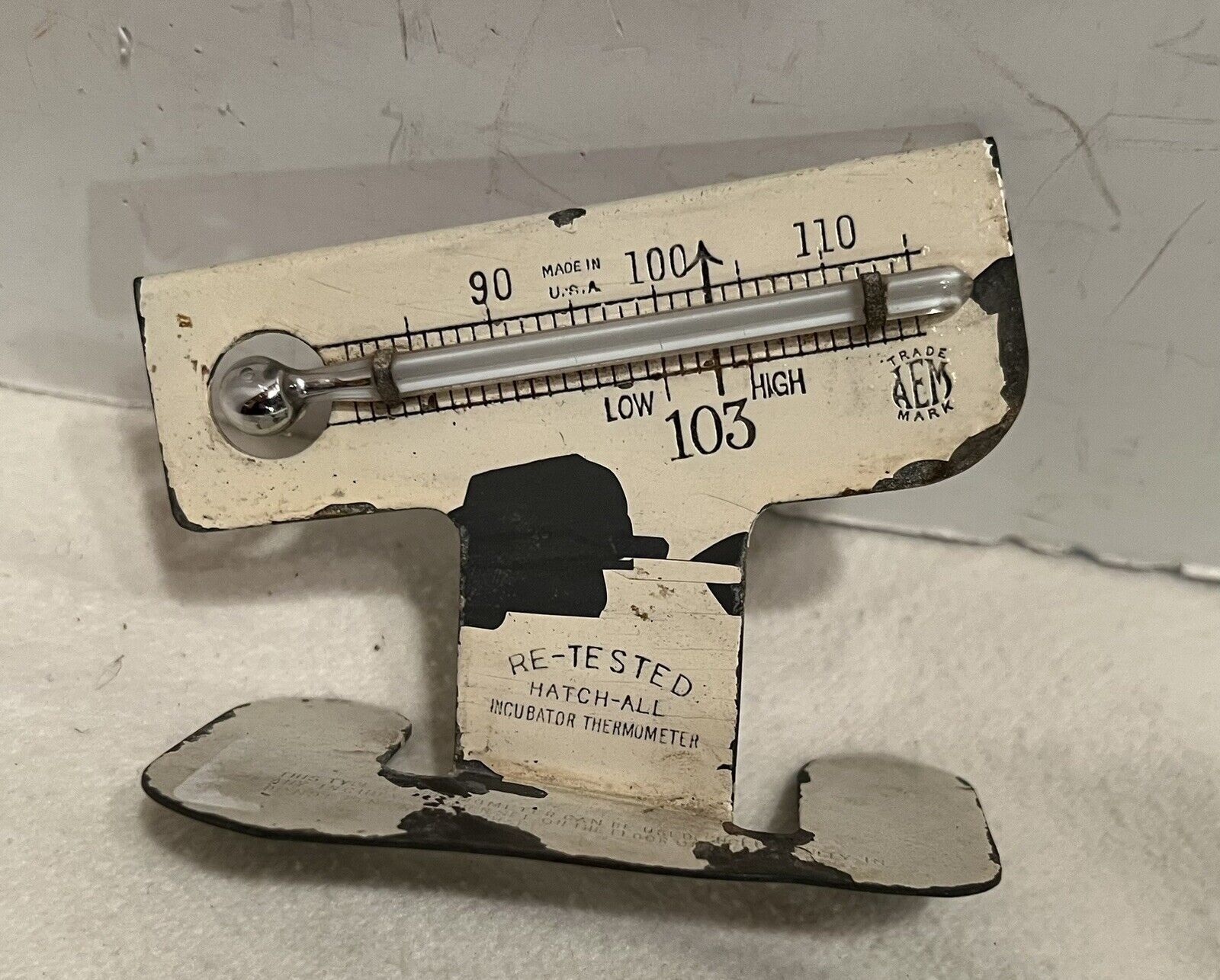 Vintage RE-TESTED MATCH ALL Incubator Thermometer