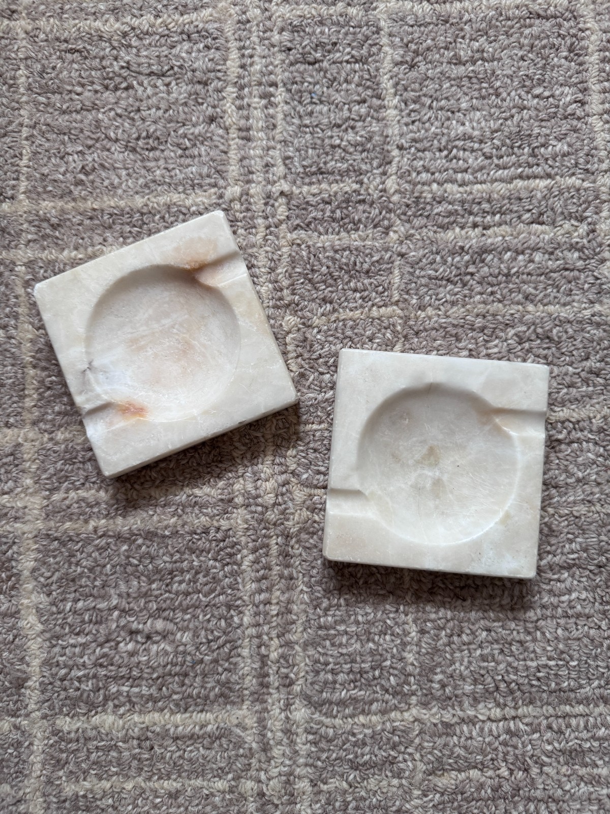 Vtg Italian alabaster ring dish trinket ash tray / minimal MCM decor ONE PIECE