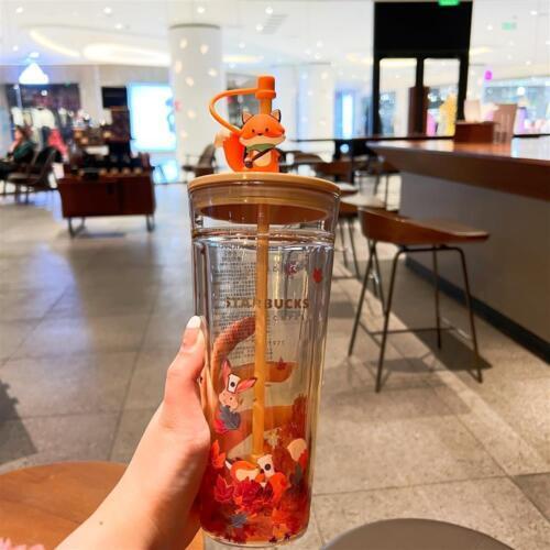 Starbucks Autumn Fox Maple Leaf Cup Tumbler Straw Double Glass Set Perfect Gift Starbucks Autumn Fox Maple Leaf Cup Tumbler Straw Double Glass Set Perfect Gift