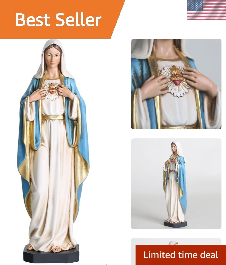 Exclusive 10-Inch Virgin Mary Sculpture - Elegant Antique Finish for Home Shrine