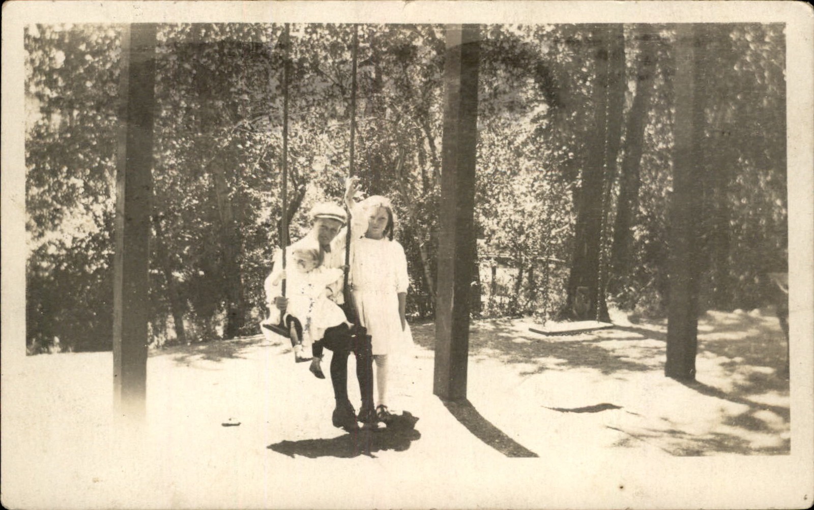 Enid Oklahoma OK Children on Swing c1910s Real Photo Vintage Postcard bhn