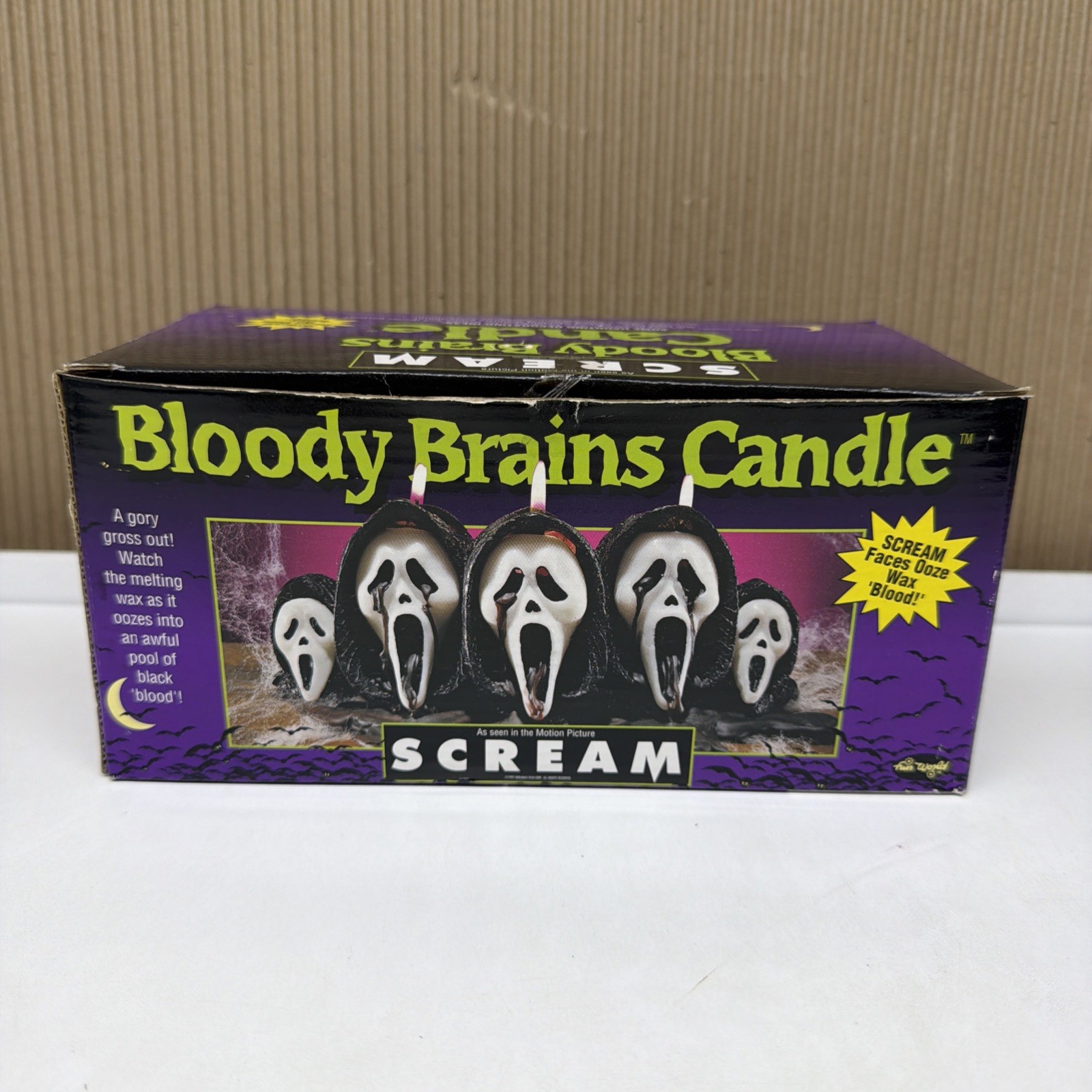 Vtg Rare Candle New 1997 Scream Movie 'Bloody Brains' Iconic w/box ghost face