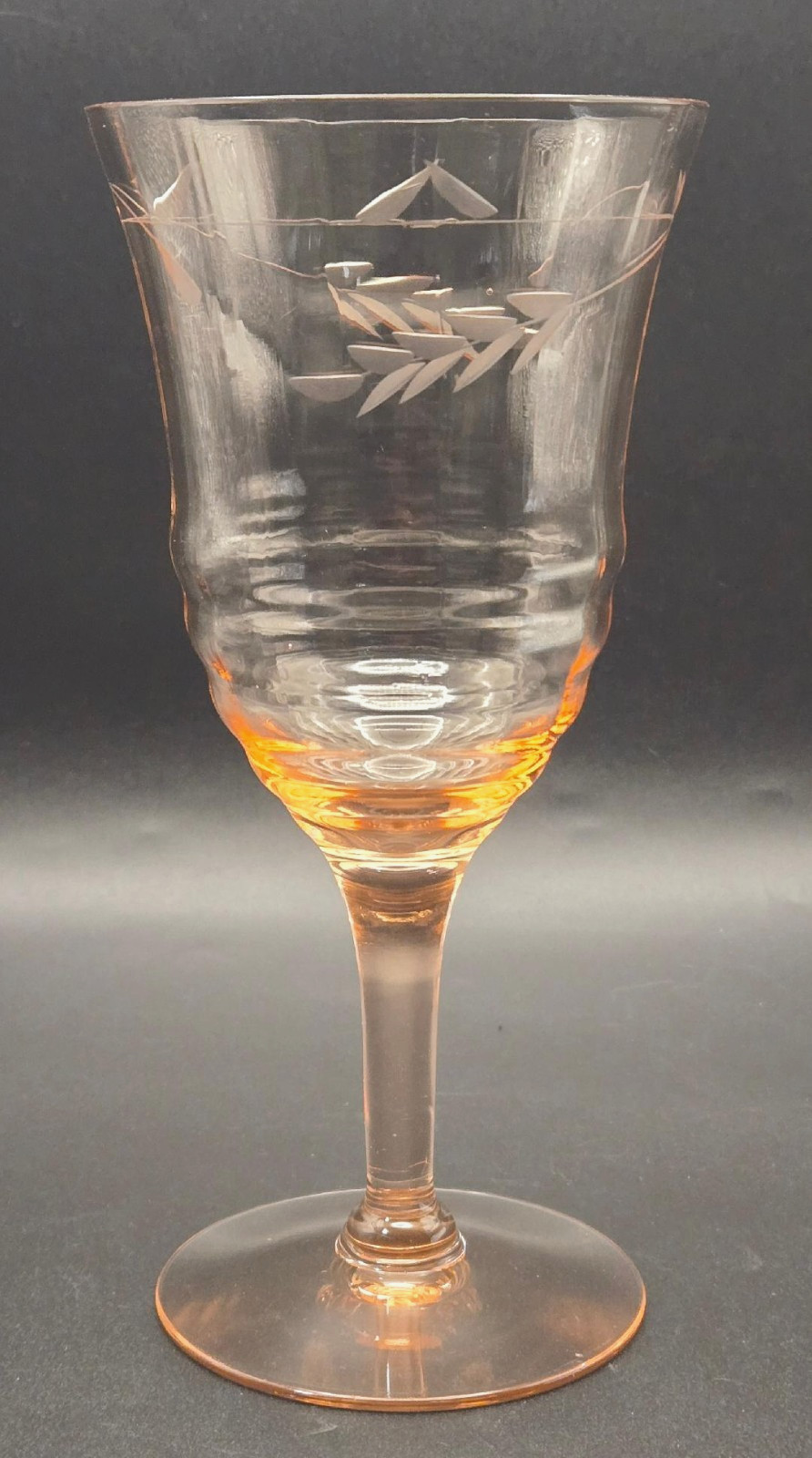 VTG Tiffin Pink Depression Glass Water Goblet Stem 14196 Panel Optic Laurel 6.5”