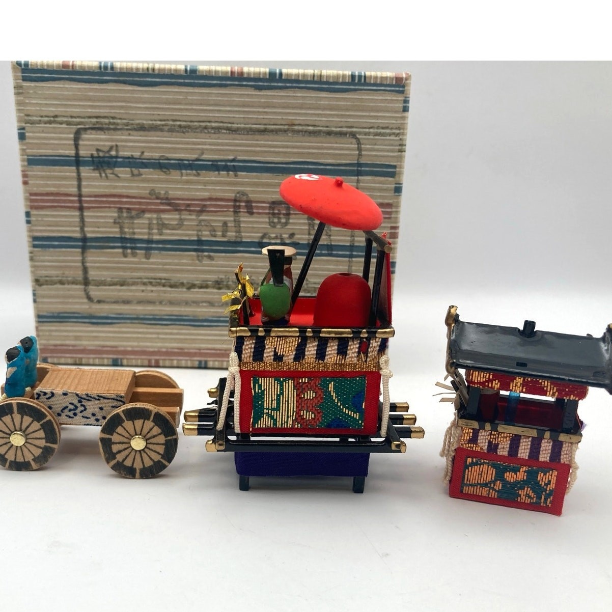 Vintage Imperial Doll Festival Carts Japanese Mini Kyoto Kotoya Three Piece