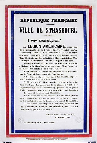 Original WWI French Proclamation Poster - Ville de Strasbourg 1921