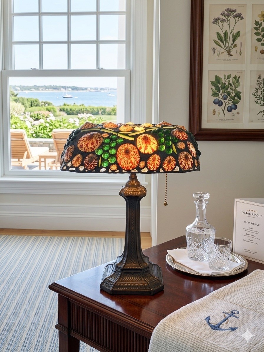 VTG Richard Hoosin Natural Sea Shell Tiffany Style Table Lamp VTG Richard Hoosin Natural Sea Shell Tiffany Style Table Lamp