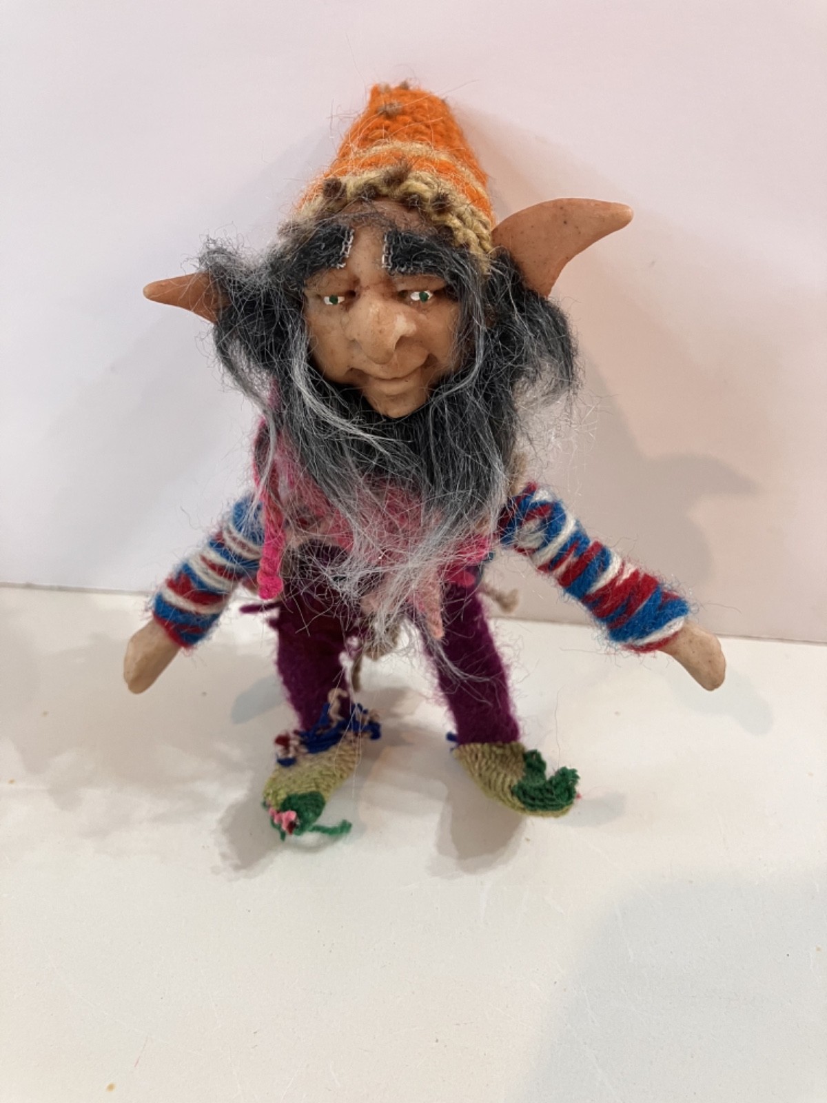 OOAK Handmade Fantasy Art Doll Elf Goblin Troll Figure Clay Fabric Vtg Troll 5\