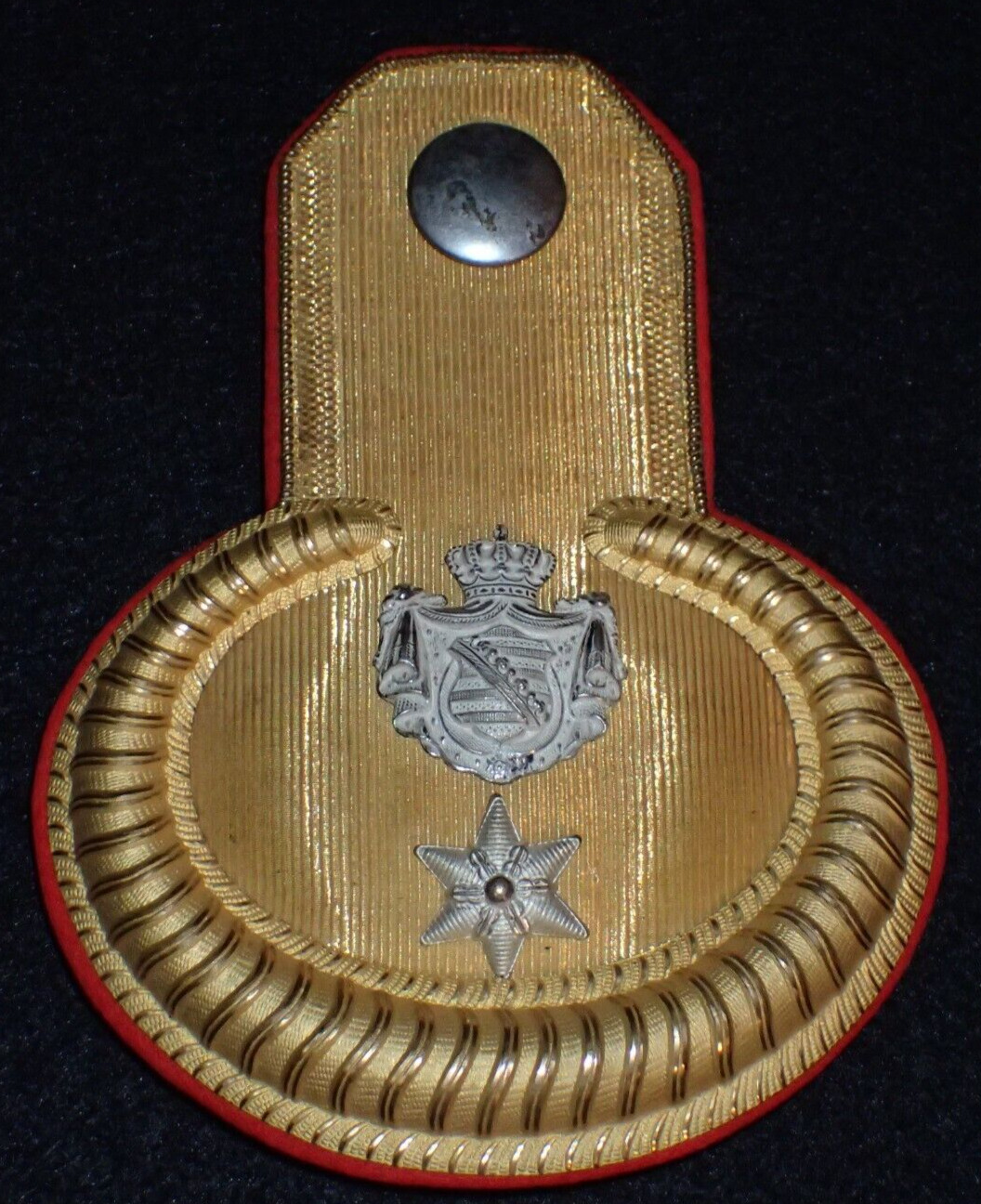 WWI Imperial German Army Officers Officials Shoulder Epaulette Saxony Crest Rare