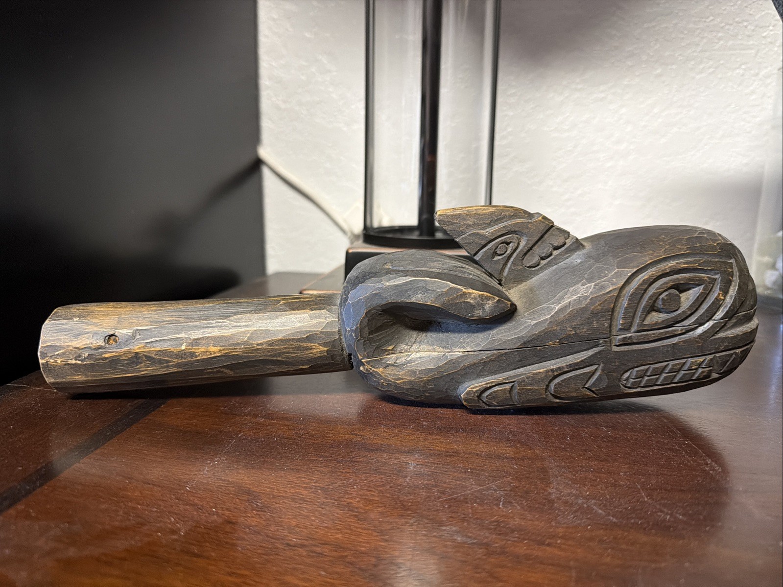 Vintage MId Century Pacific Northwest Hand carved Whale Rattle Crisp Art