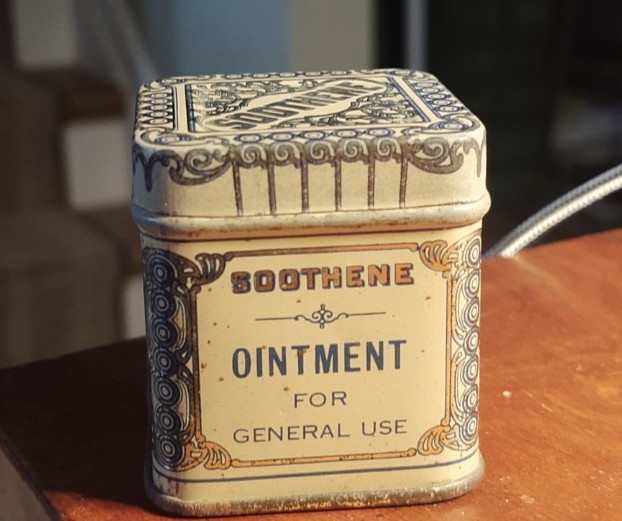 Vintage Soothene Ointment Our Husbands Company Medical Tin Vermont