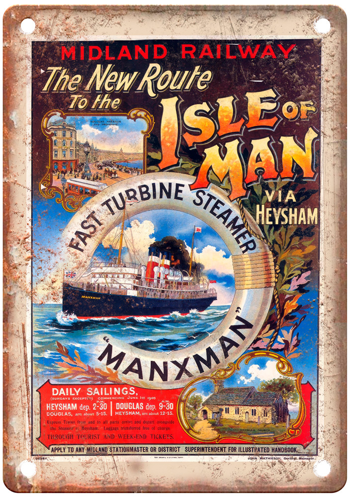 Vintage Isle of Man Travel Poster Retro Look Sign T1501