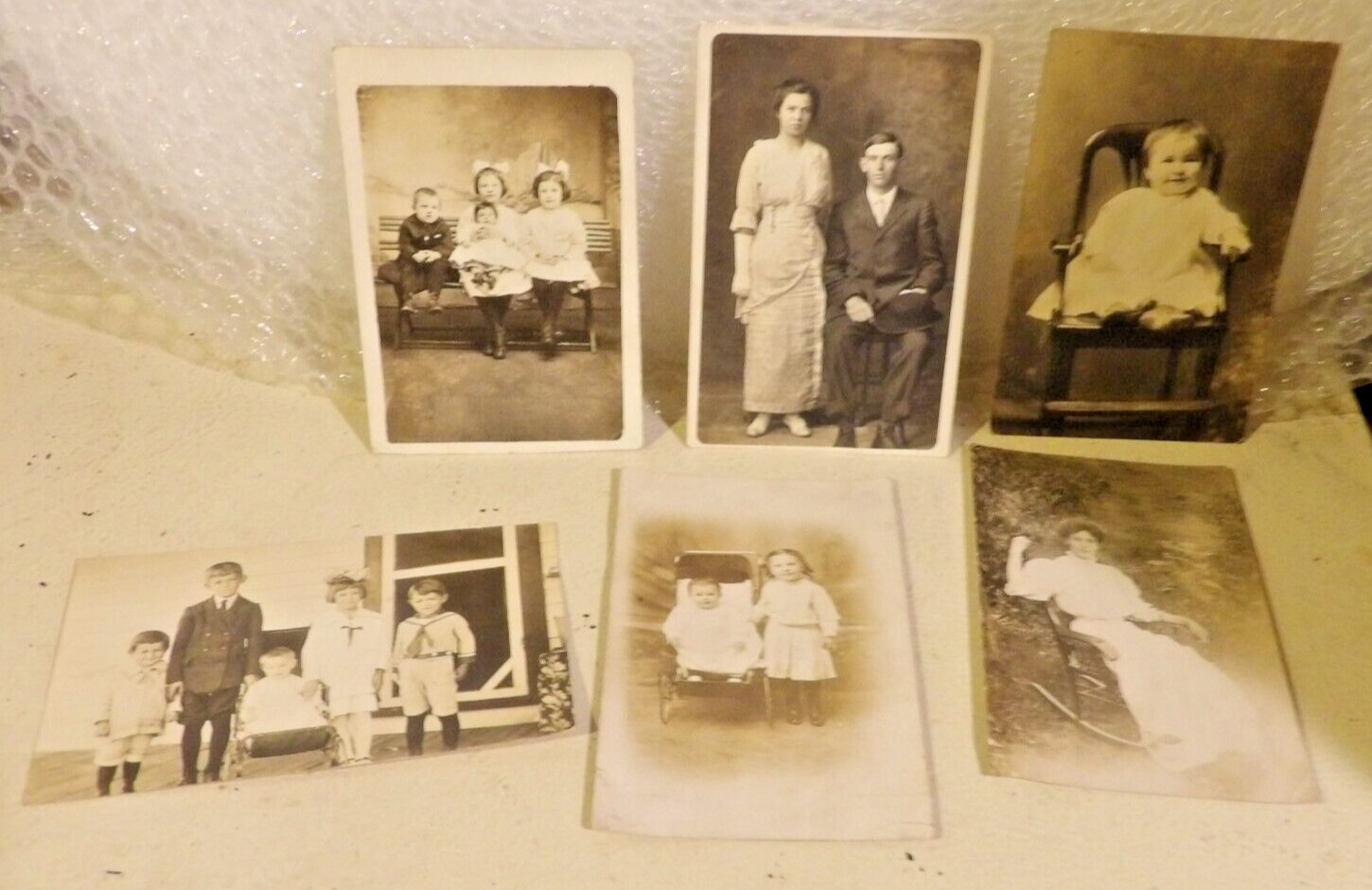 LOT of 6 Mixed Real Photo Postcards ~ Kids and Adults-Interesting Group
