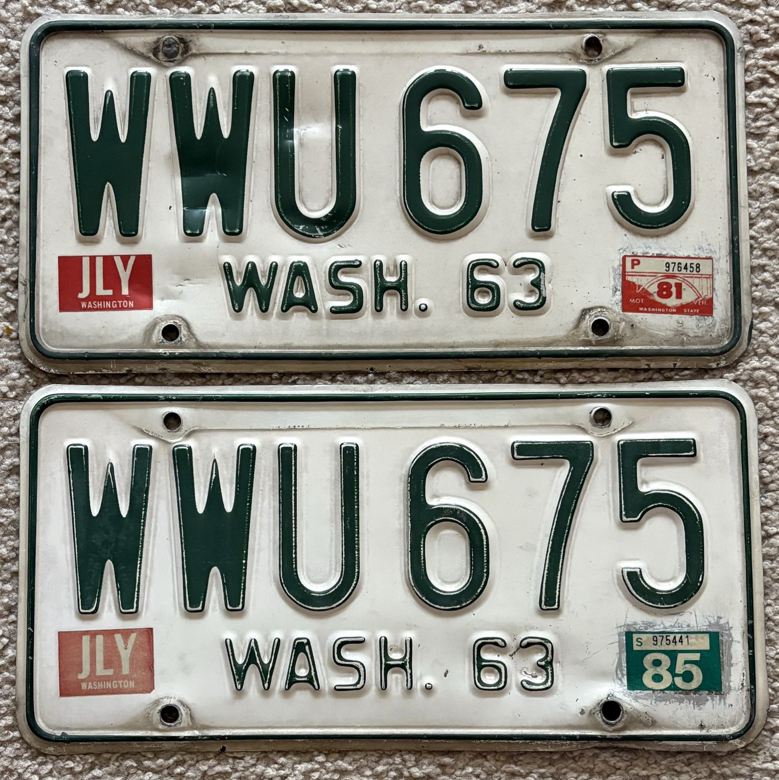 All Original Pair Of 1963 Washington License Plates WASH 63 YOM Legal For 63-64 All Original Pair Of 1963 Washington License Plates WASH 63 YOM Legal For 63-64