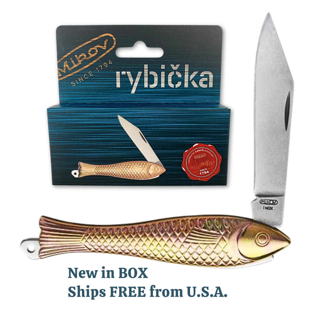 Fish Knife Mikov Bronze Fish Folding Pocket Pen Knife NEW NIB