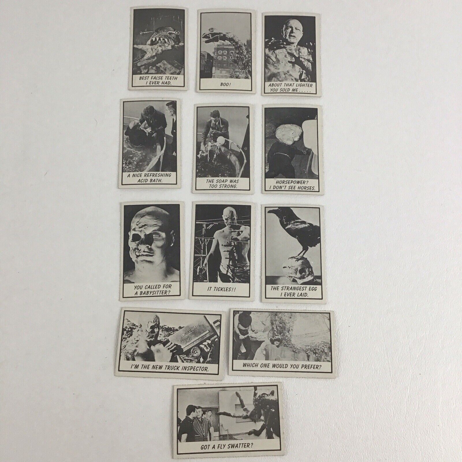 Monster Laffs Midgees Mini Joke Collectible 12 Trading Cards Lot Vintage 1963