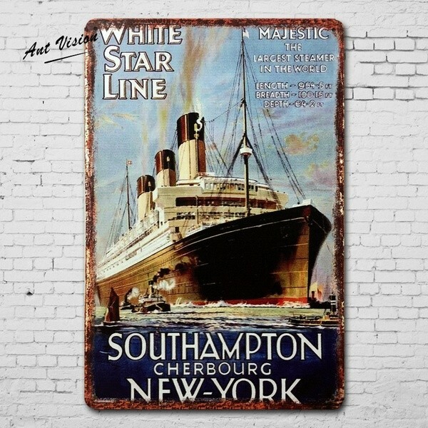 White Star Line Majestic Distressed Solid Metal Sign Southampton \