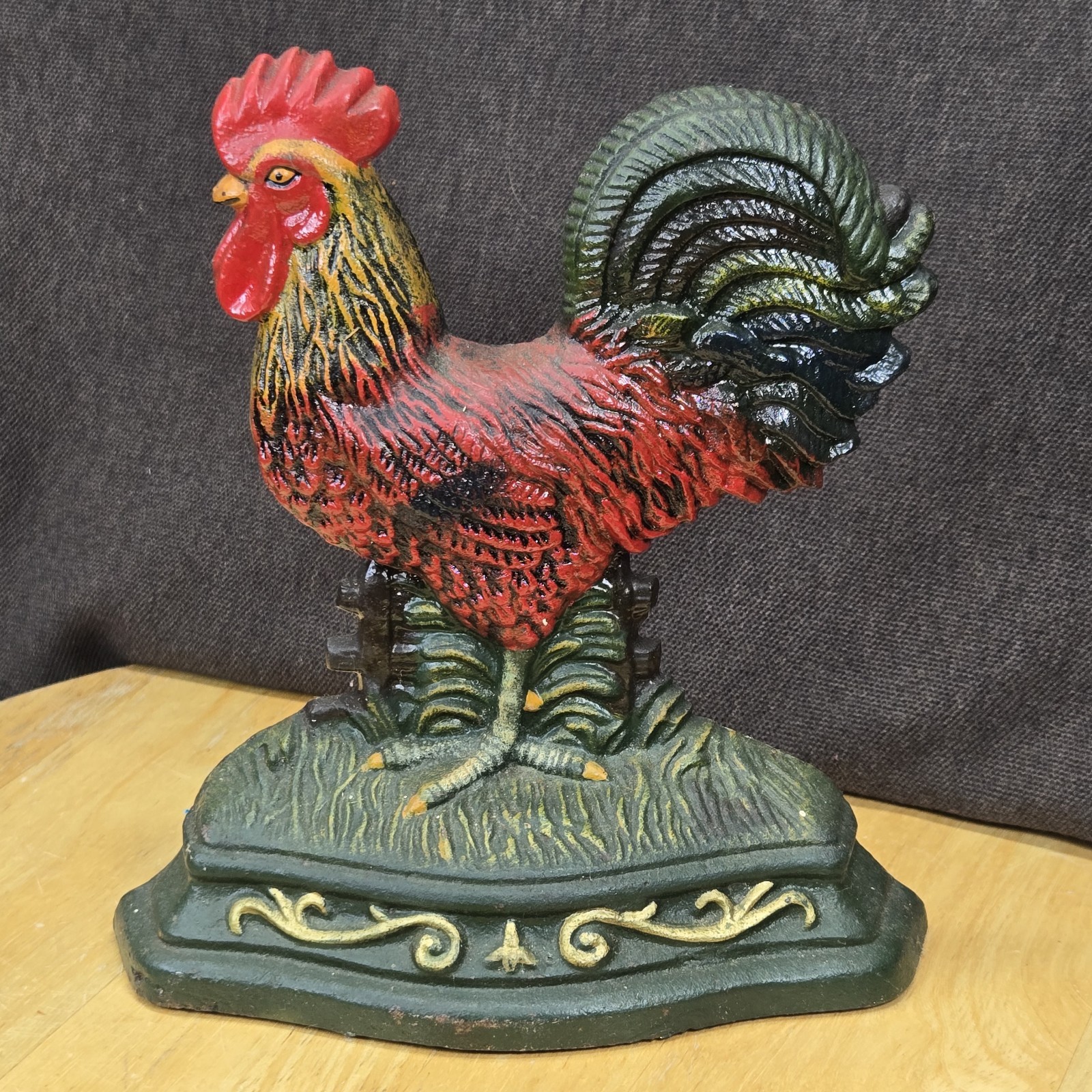 Vintage Yankee Forge Cast Iron Rooster Door Stop Country Farmhouse Kitchen Decor