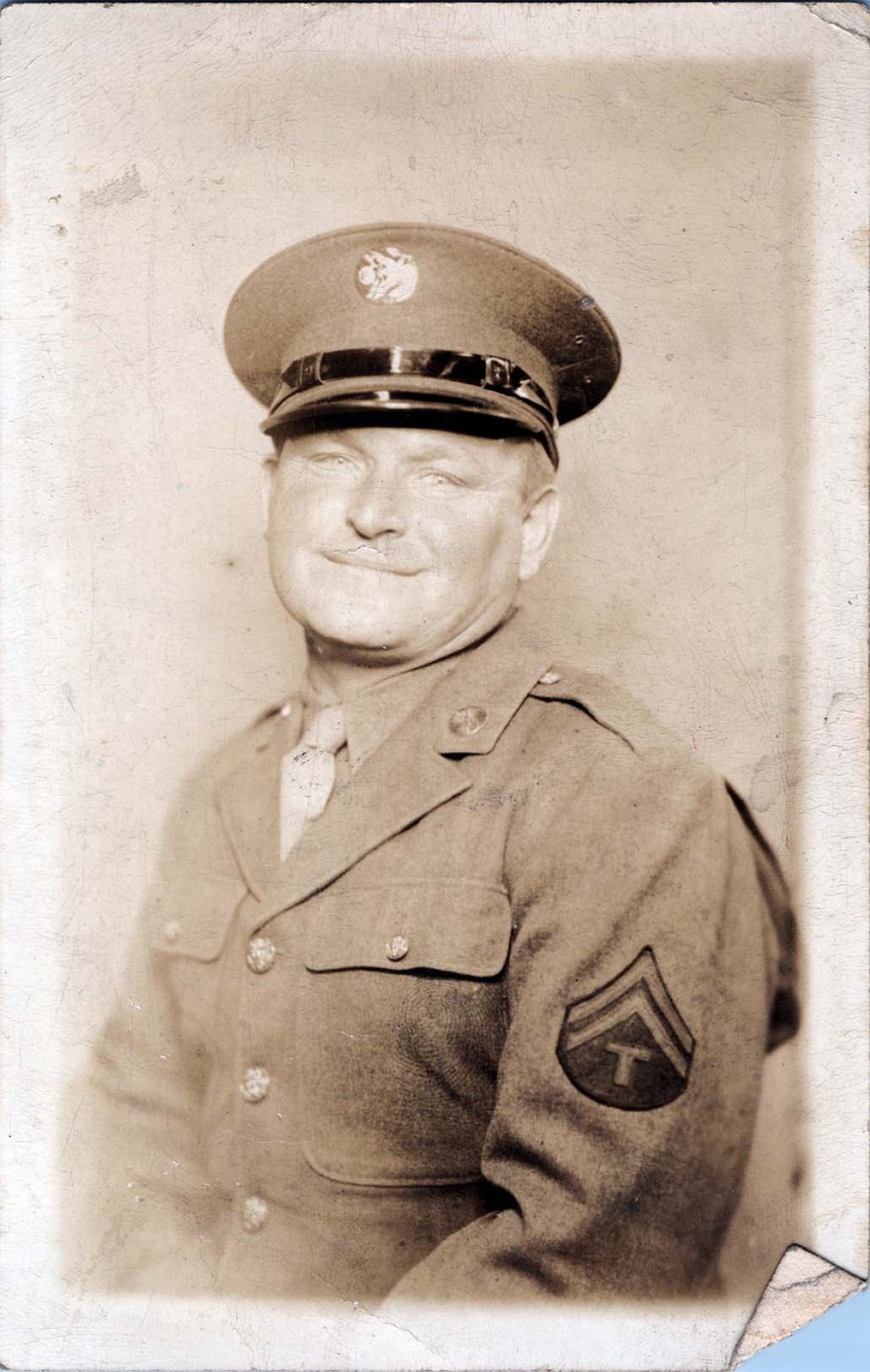WW2 Photo of US Army Technician with T Chevron Studio Portrait Smiling