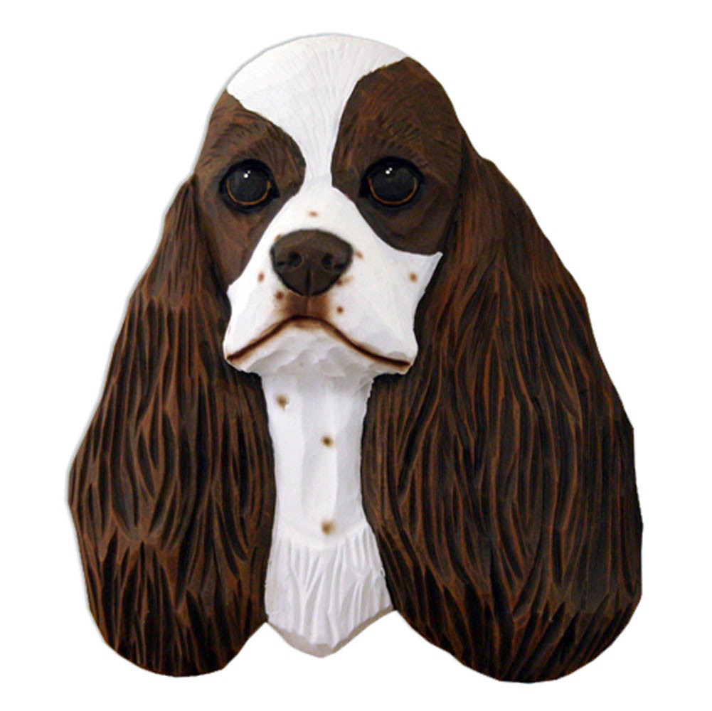 Cocker Spaniel Head Plaque Figurine Brown Parti