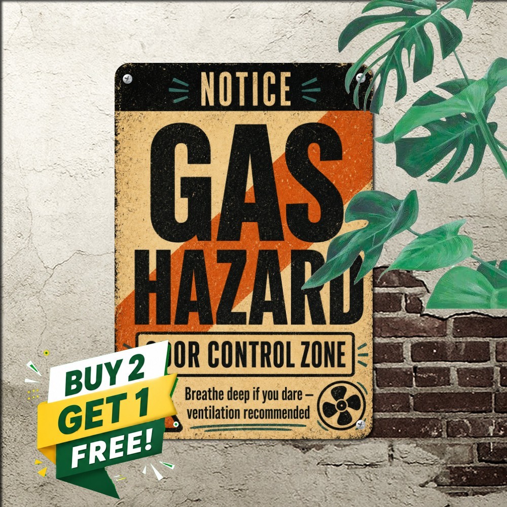 Novelty Fart Zone Warning Tin Sign Humorous Man Cave Bathroom Metal Decor