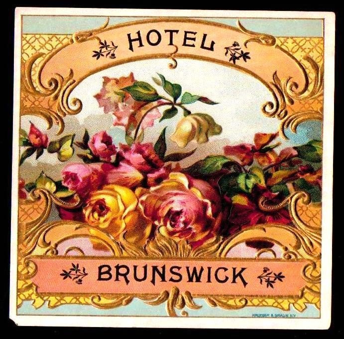 Hotel Brunswick - 100+ Years Old - Original Genuine EX RARE Cigar Box Label
