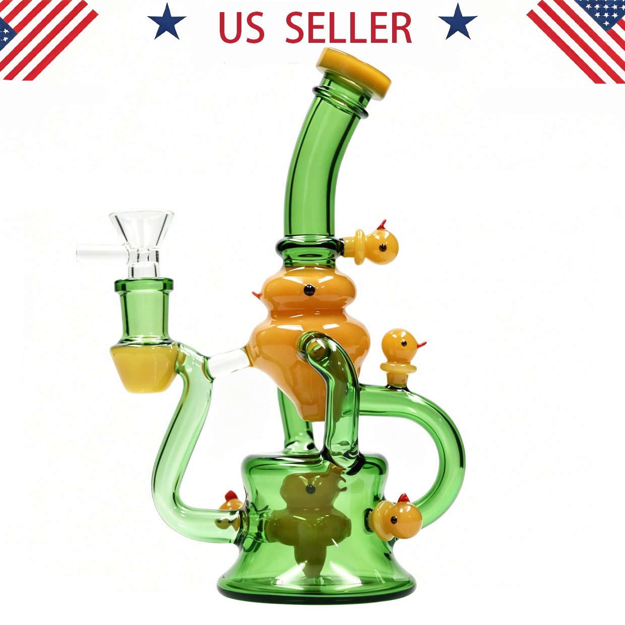 8 inch Glass Bongs and Water Pipes Smoking Recycler bong 14mm bowl Duck Hookah