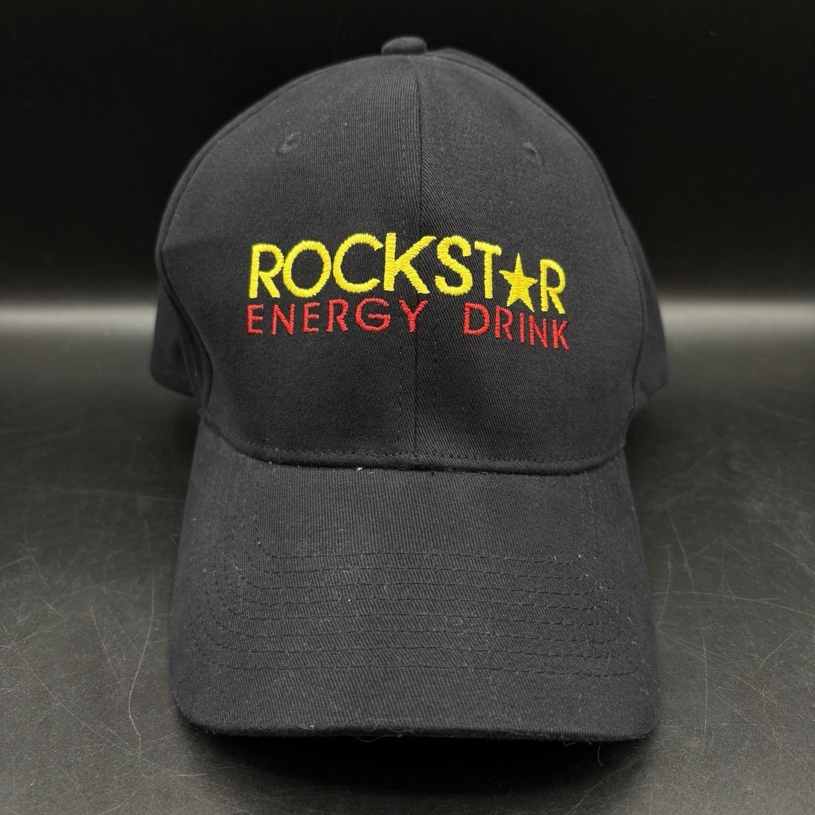 Rockstar Energy Drink Logo Hat Cap - Black/Gold/Red Energy Drinks Theme Rockstar Energy Drink Logo Hat Cap - Black/Gold/Red Energy Drinks Theme