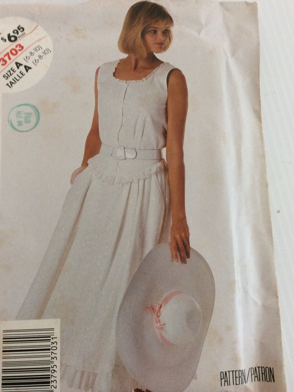 1989 McCalls 3703 Vintage Sewing Pattern Womens  Blouse Skirt Size 6 8 10