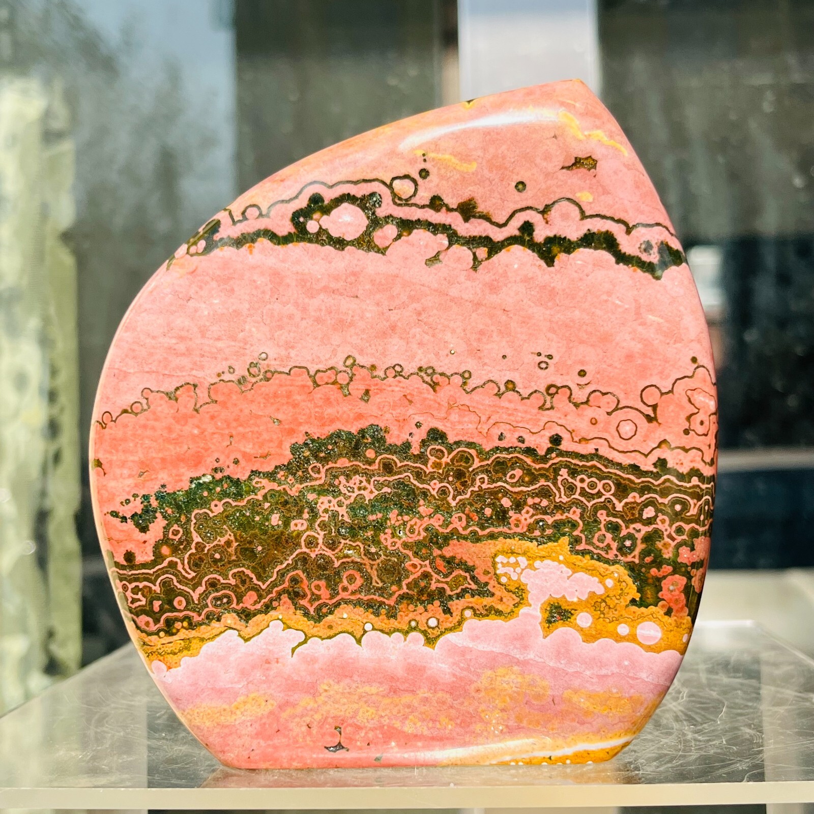 1.33LB Natural Colourful Ocean Jasper Crystal Mineral Display Specimen Healing