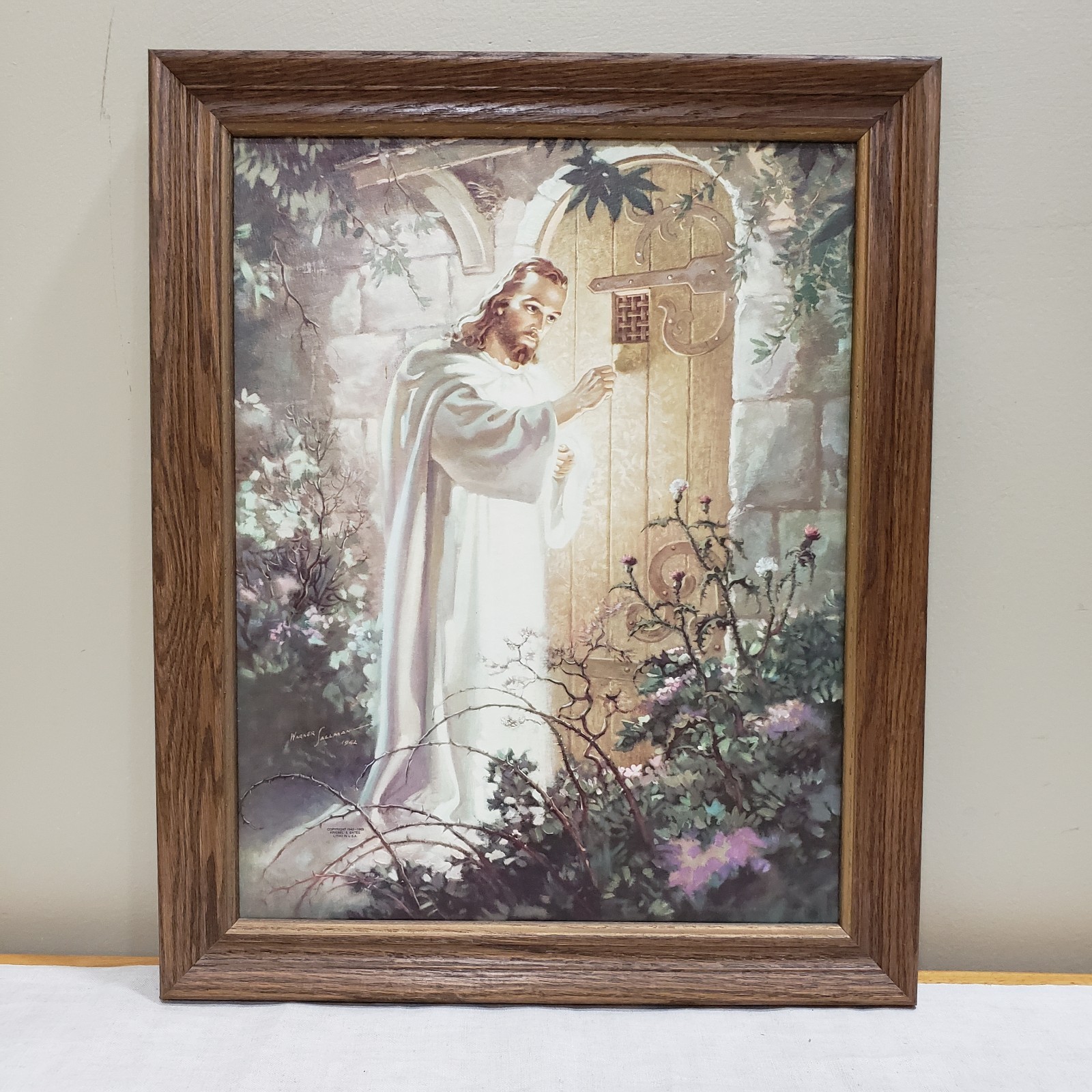 Jesus Knocking at Door Print Framed 11x14 Warner Sallman Christian Religious Art