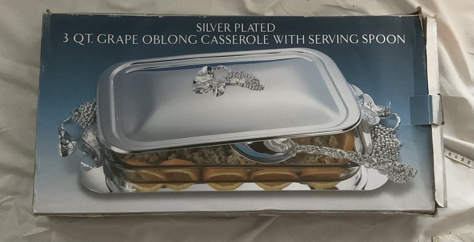 Vintage Godinger Serving Dish Silver Plated 3 QT Grape Casserole Set New in Box