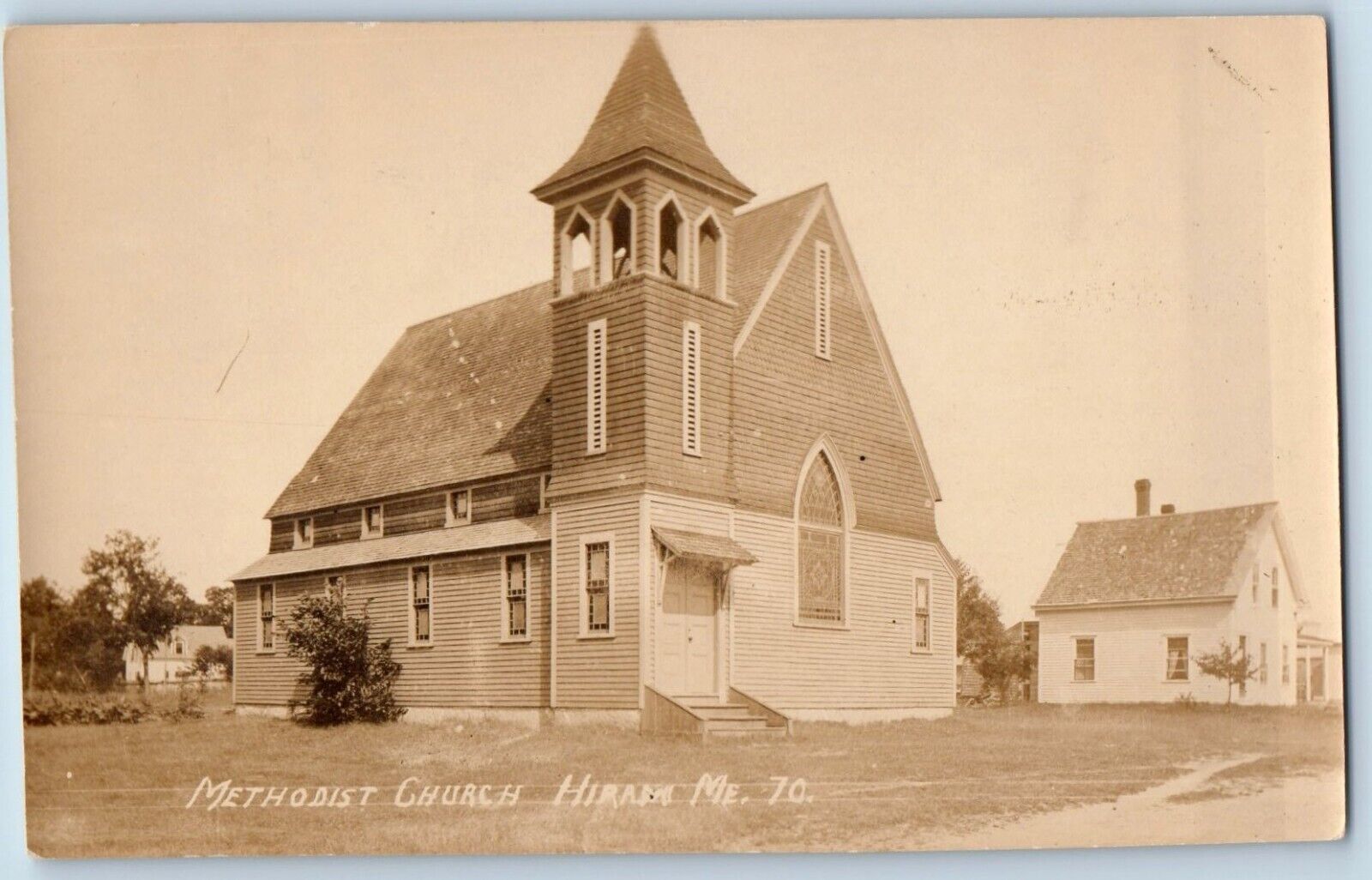 Hiram Maine ME Postcard RPPC Photo Exterior View Of Methodist Church c1910\'s