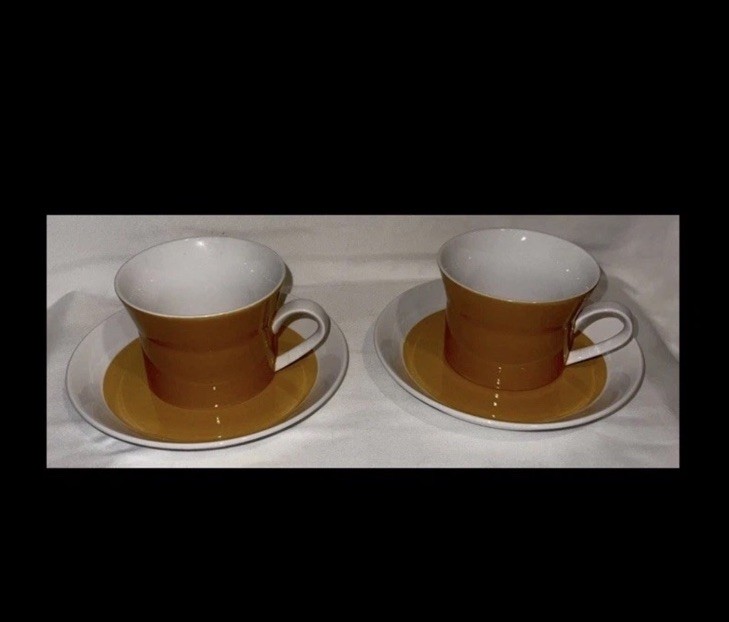 Vintage nice Ben Seibel Mikasa Duplex High Summer 1970’s 2 Cups & Saucers #1