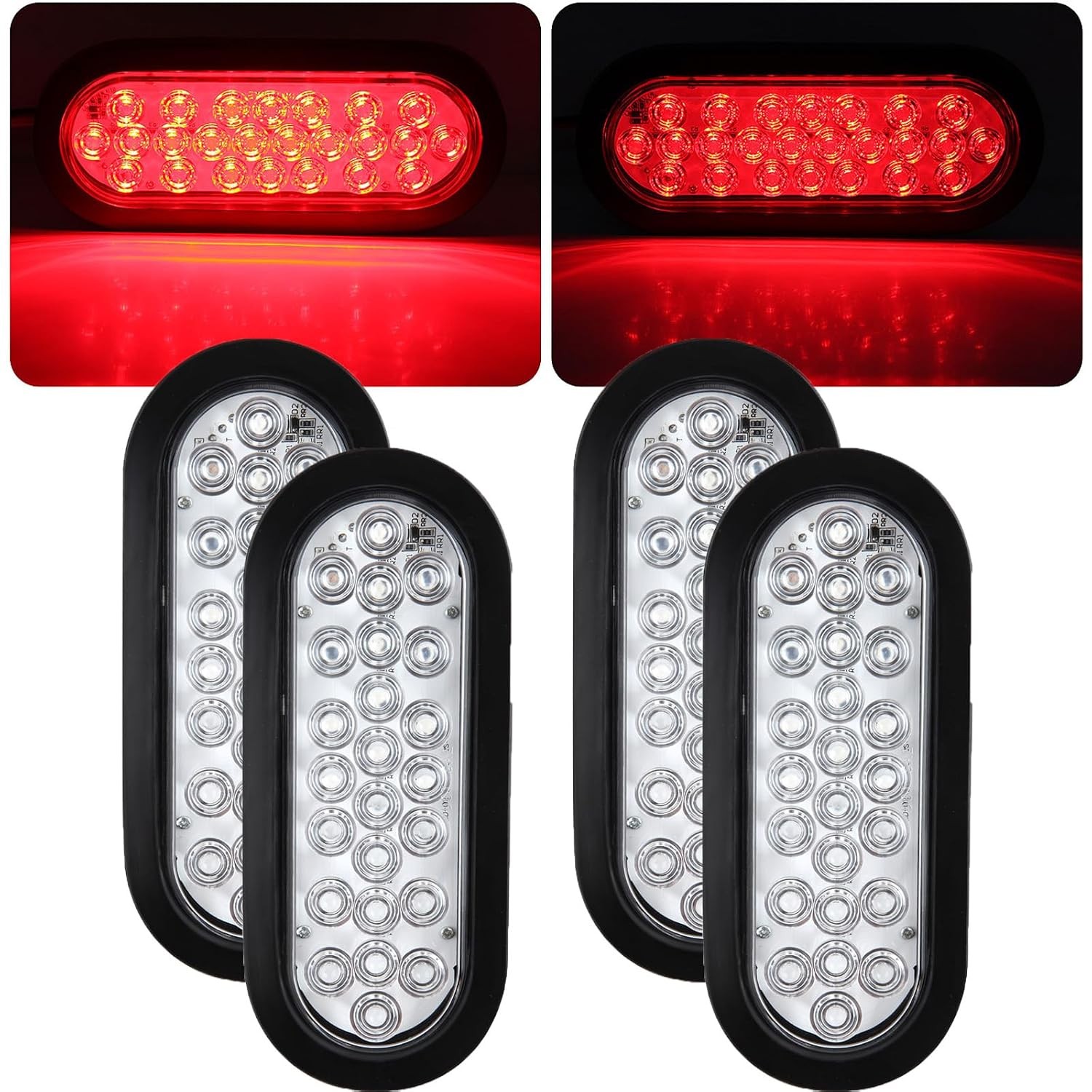 6 Inch Oval Red 24Led Clear Lens Trailer Tail Brake Lights LED Oval Tail 6 Inch Oval Red 24Led Clear Lens Trailer Tail Brake Lights LED Oval Tail