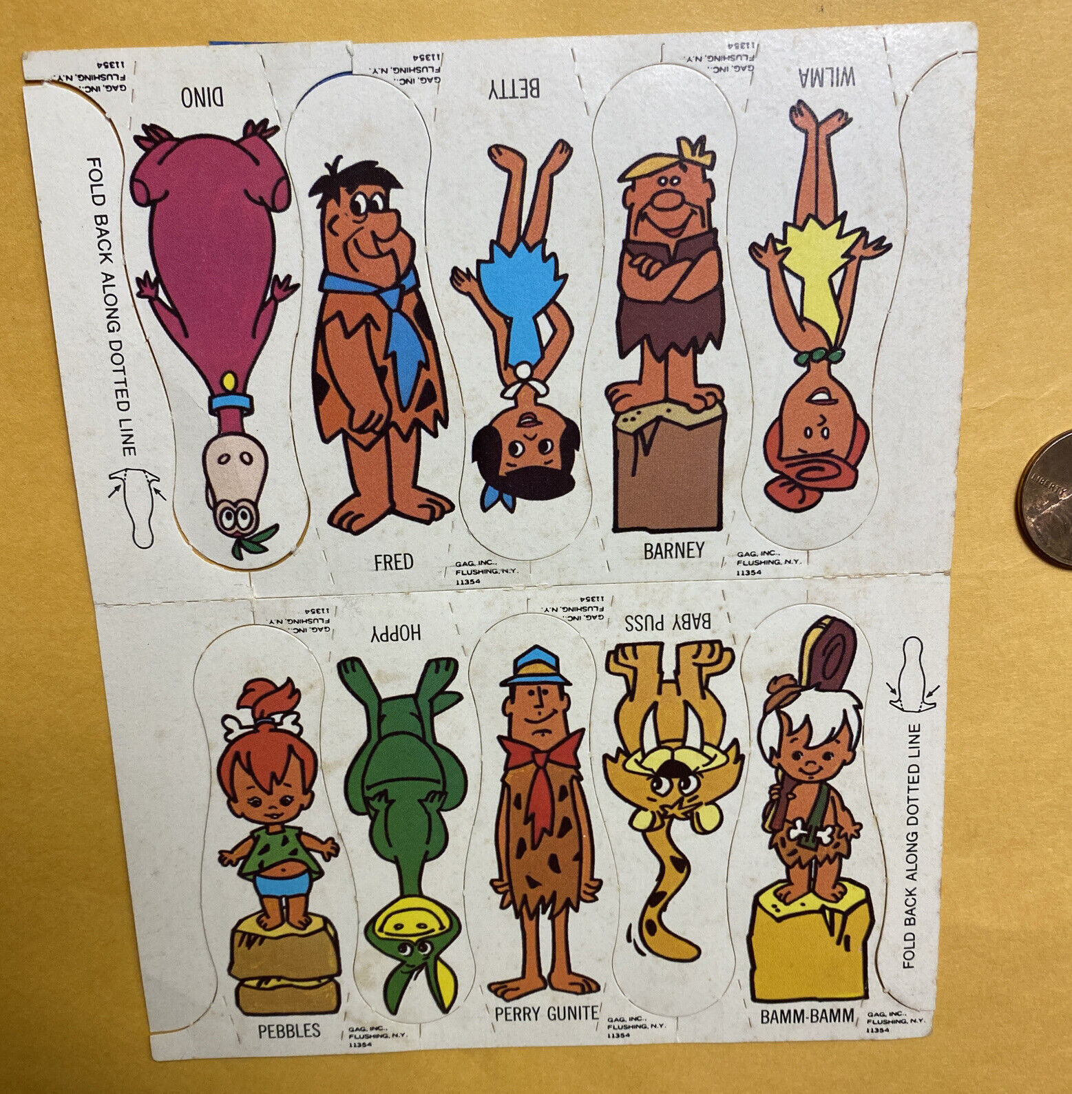 Vintage Flintstones Miniature Paper Cut Out Dolls Cereal Premium Flinstones RARE