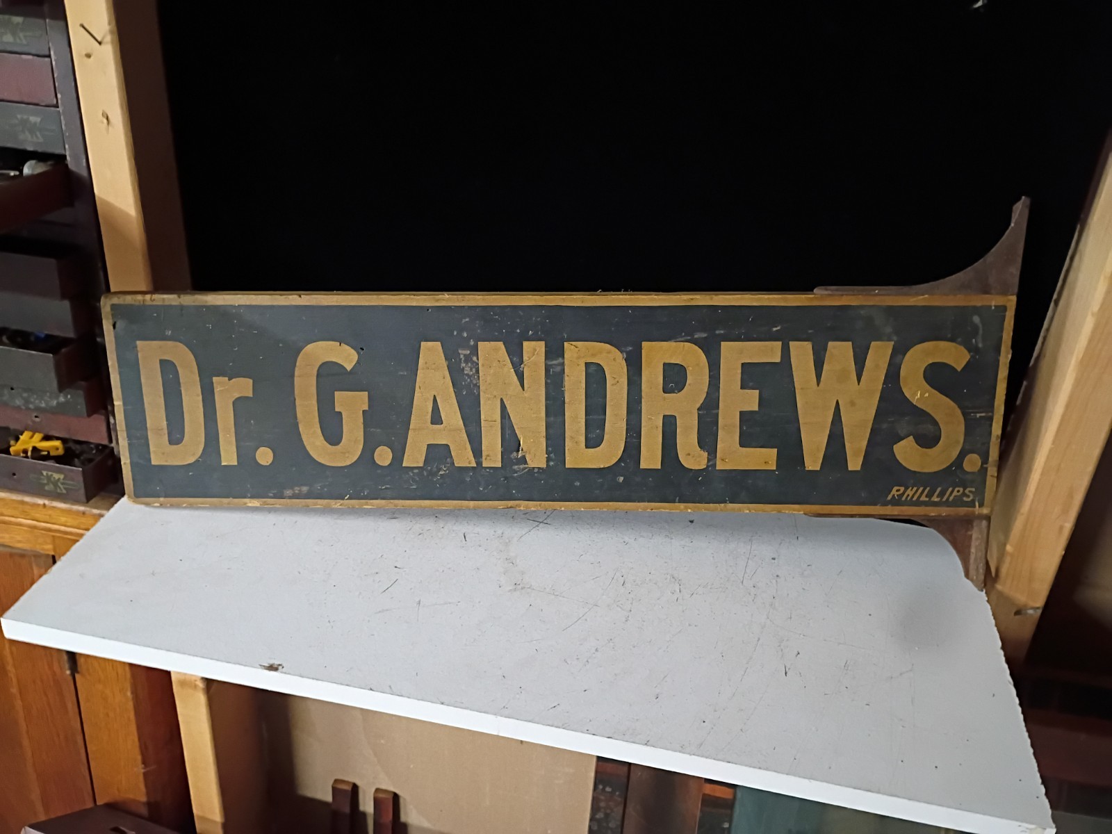 antique hanging double sided Doctor sign from 1880s