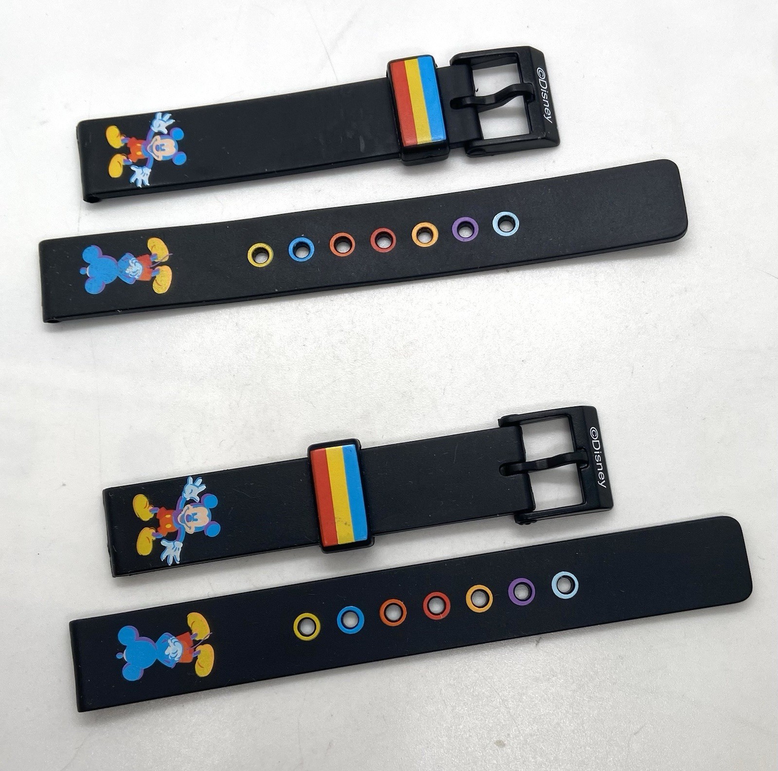 NEW Lot DISNEY Mickey Mouse Sport Watch Band Black Silicone Water Resistant 14mm