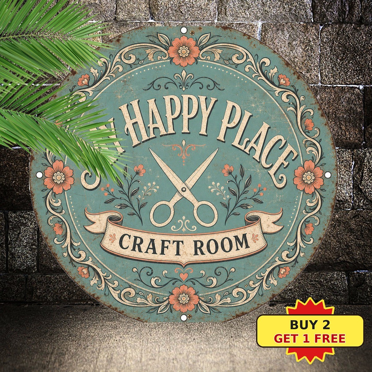 Hobby Craft Room Rules Round Tin Sign 8x8 Creative Studio Metal Wall Decor