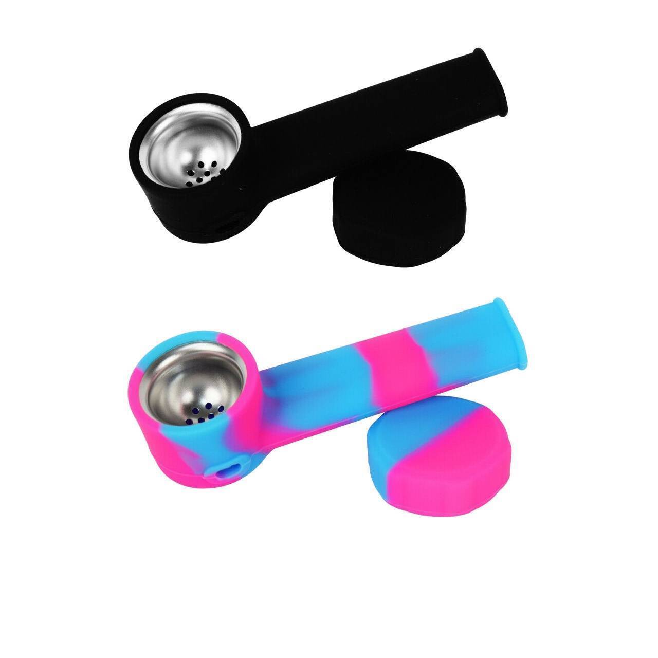 2PCS *Black+Pink Blue SILICONE SMOKING PIPE 4\